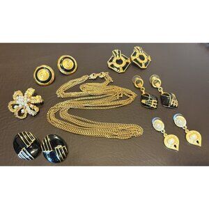 Vintage 80’s Jewelry Lot Liz Claiborne Earrings Lisner Brooch Monet Necklace Lot